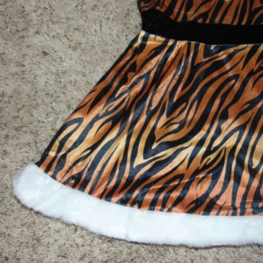 Tiger Tigress & Face Kit Halloween Costume 8/10 Dress, Tail, Headband Girls